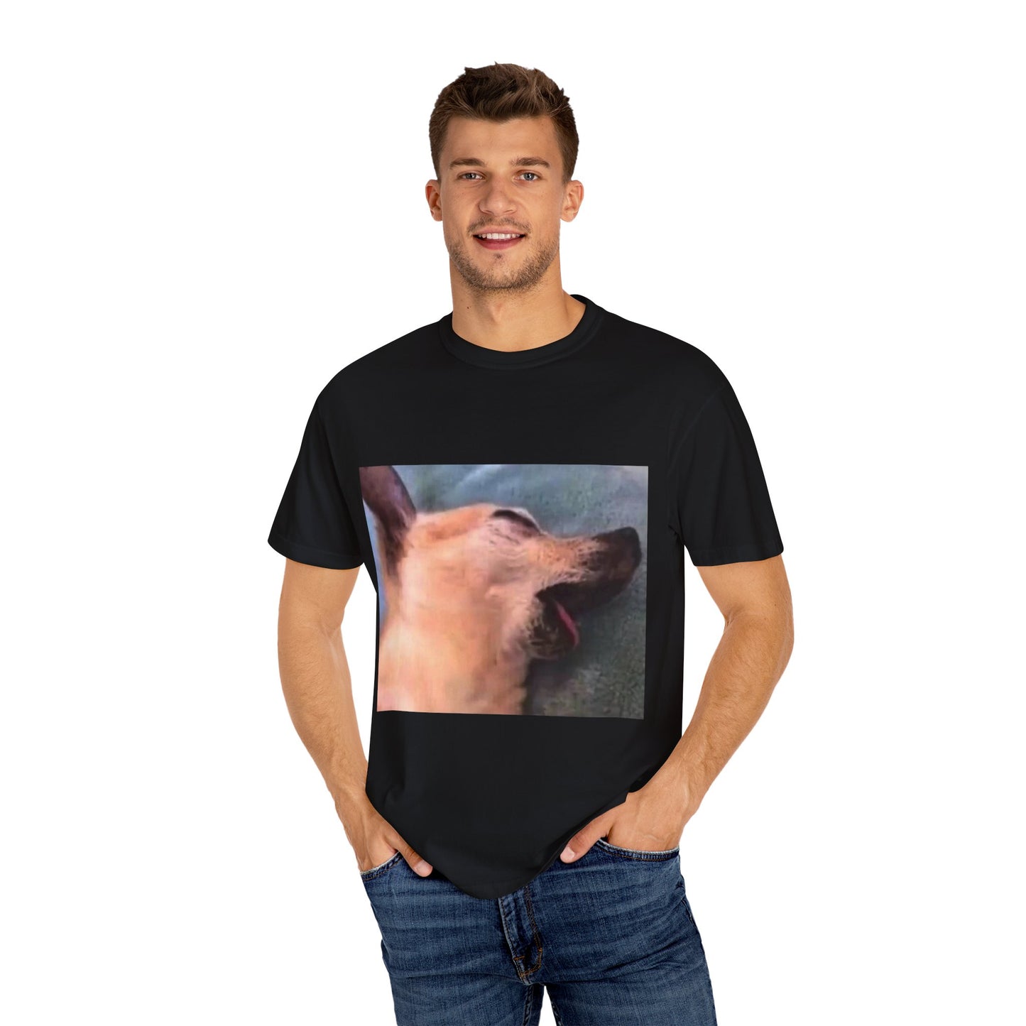 Funny dog playing dead Unisex Garment-Dyed T-shirt