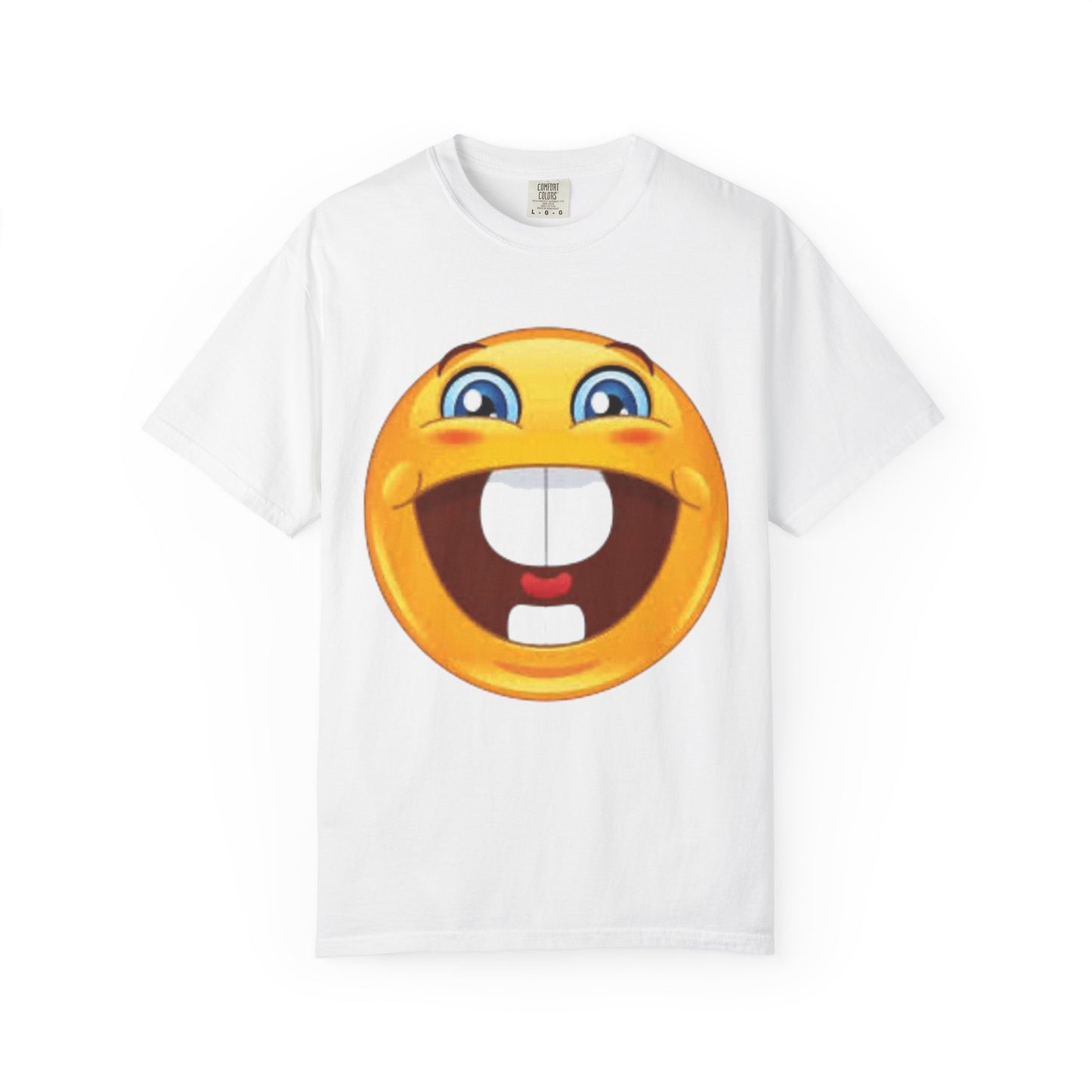 Smiling Emoji T-shirt - Unisex Garment-Dyed Tee, Fun Gift for Friends, Casual Wear, Summer Style, Birthday Gift, Feel Good Apparel