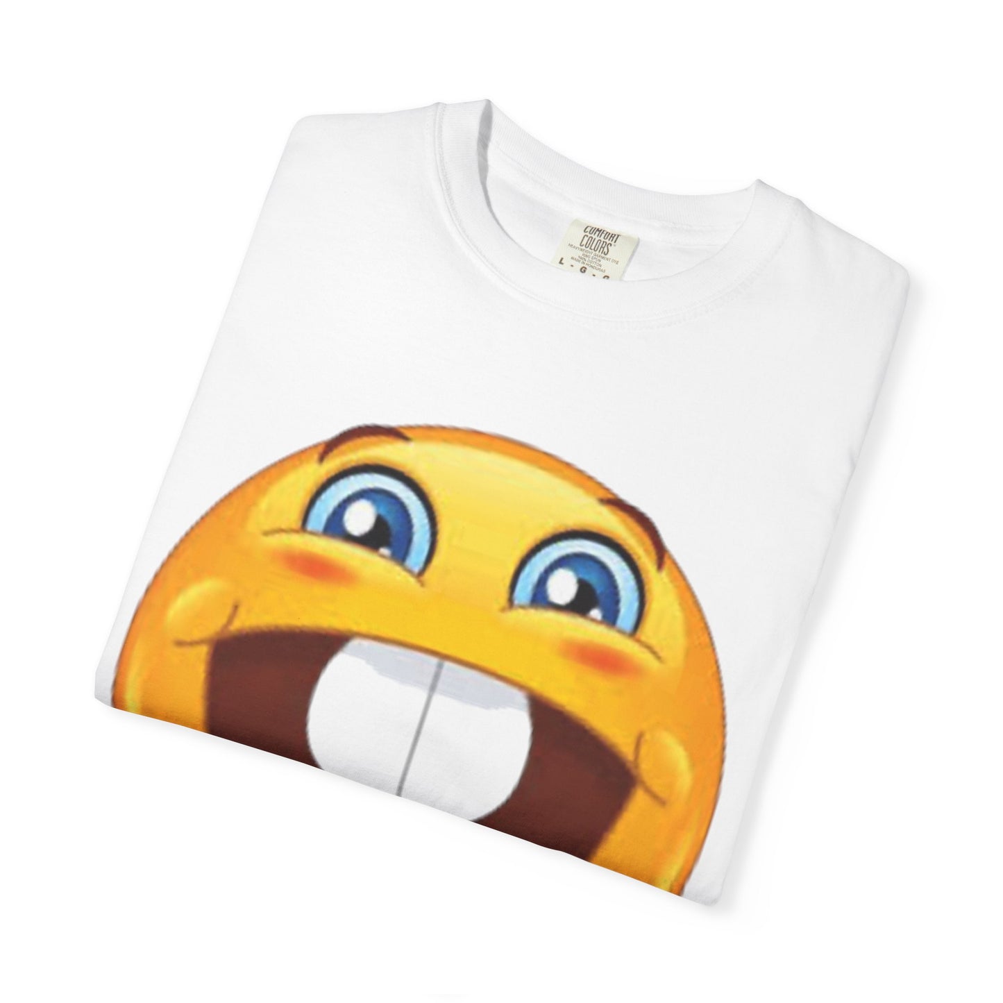 Smiling Emoji T-shirt - Unisex Garment-Dyed Tee, Fun Gift for Friends, Casual Wear, Summer Style, Birthday Gift, Feel Good Apparel