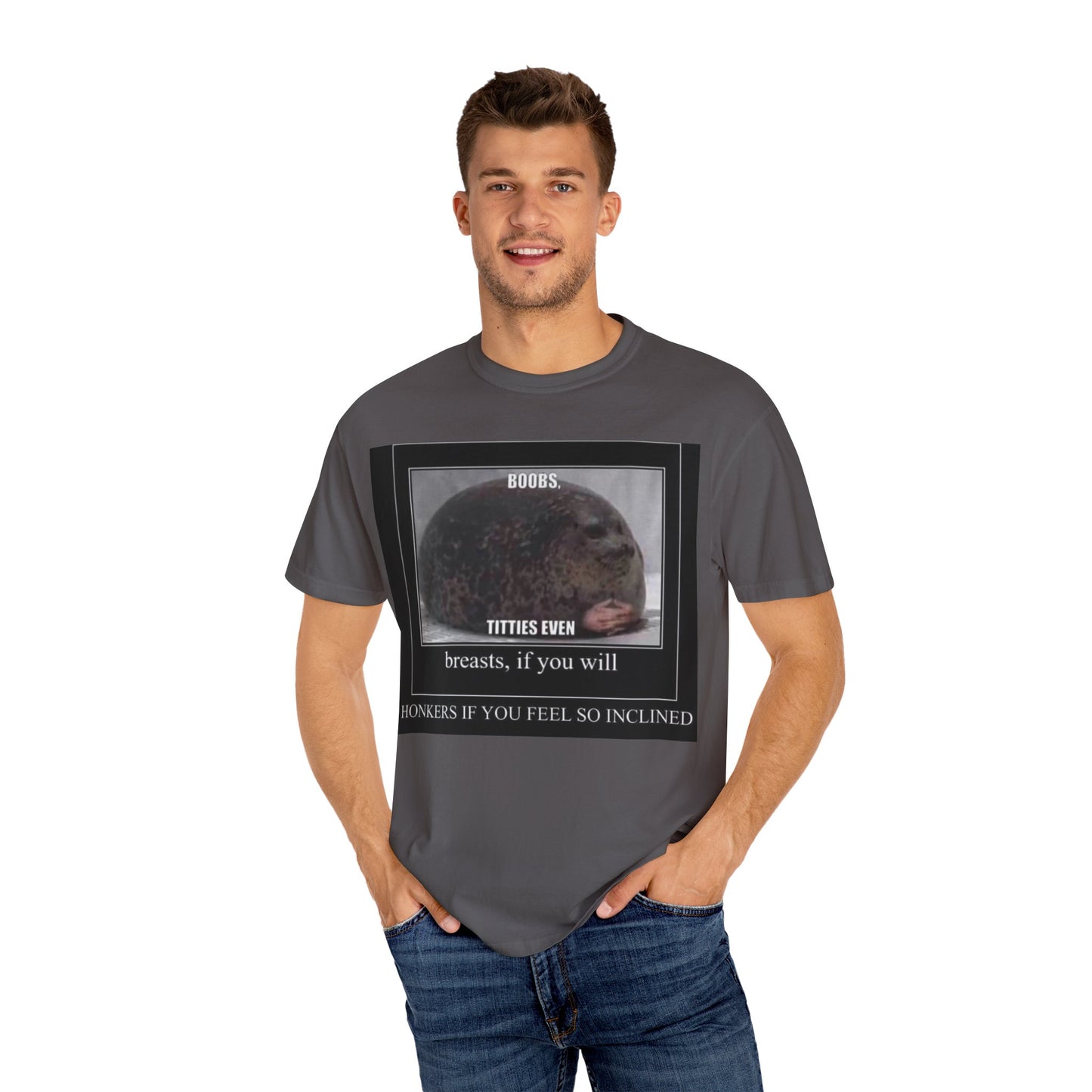 Garment-Dyed T-shirt Boobs Print