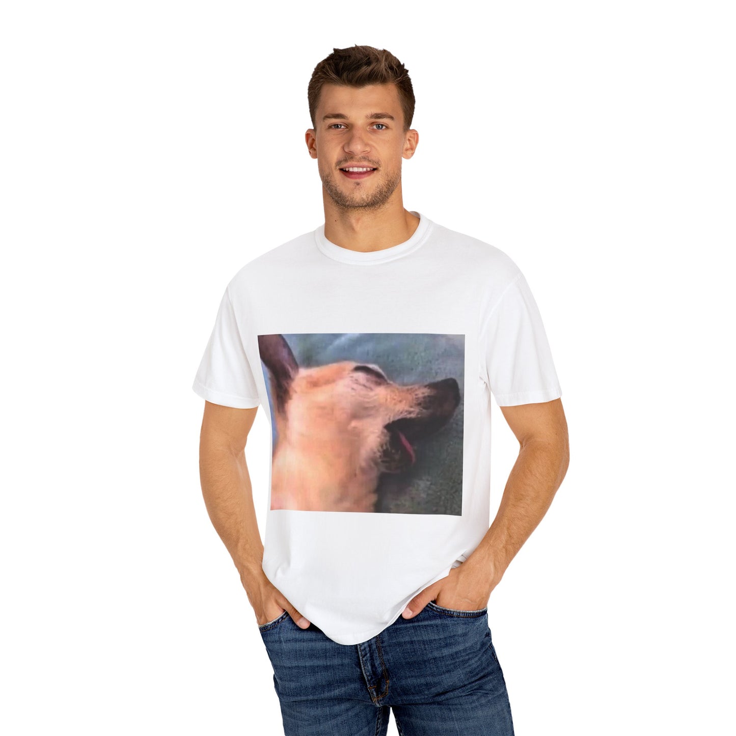 Funny dog playing dead Unisex Garment-Dyed T-shirt
